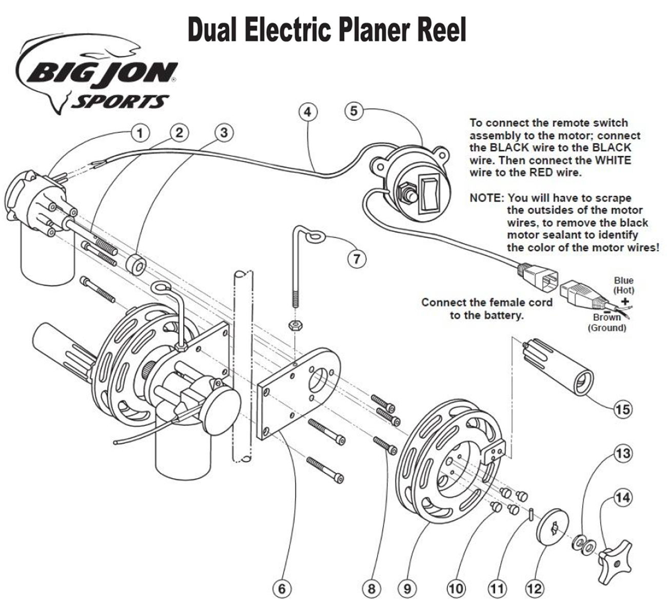 Order Big Jon Dual Electric Planer Reel Parts online from